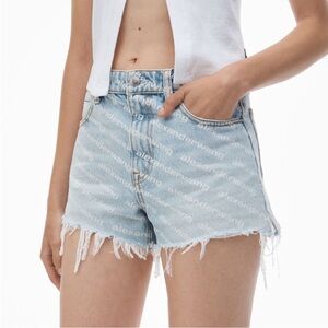 Alexander Wang Bite logo shorts in pebble bleach denim